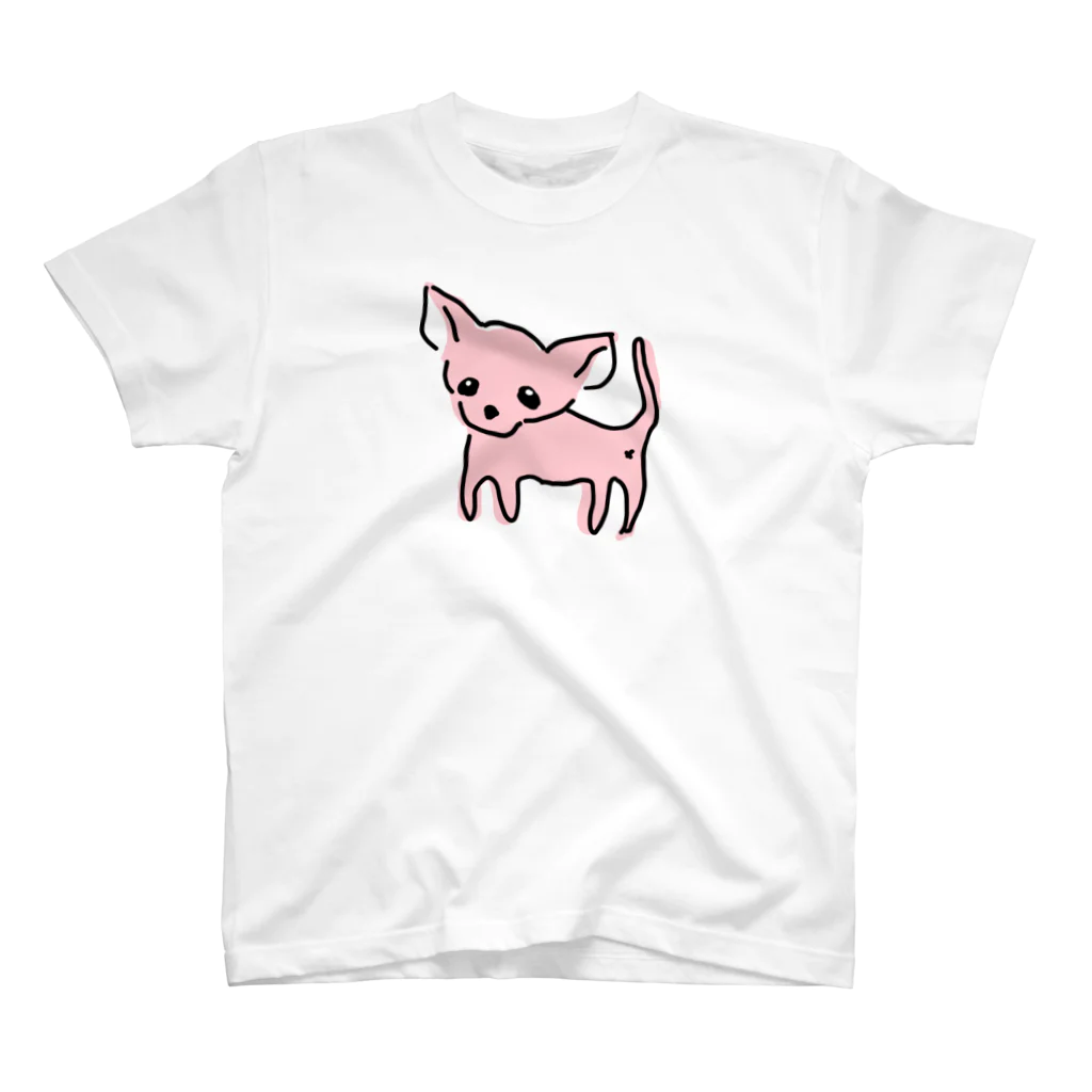 akane_art（茜音工房）のゆるチワワ（ピンク） スタンダードTシャツ