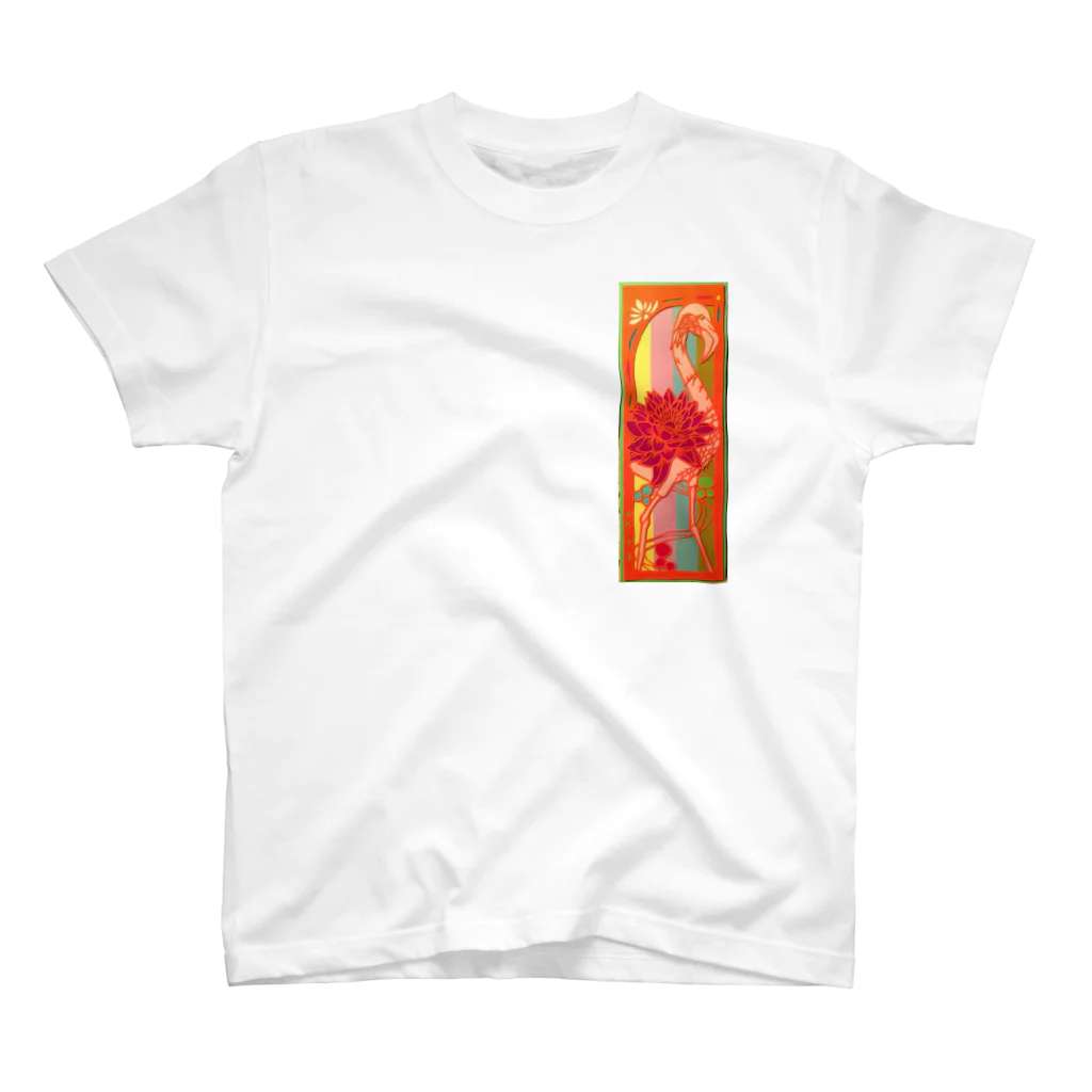 MeguMのフラミンゴフラワー Regular Fit T-Shirt