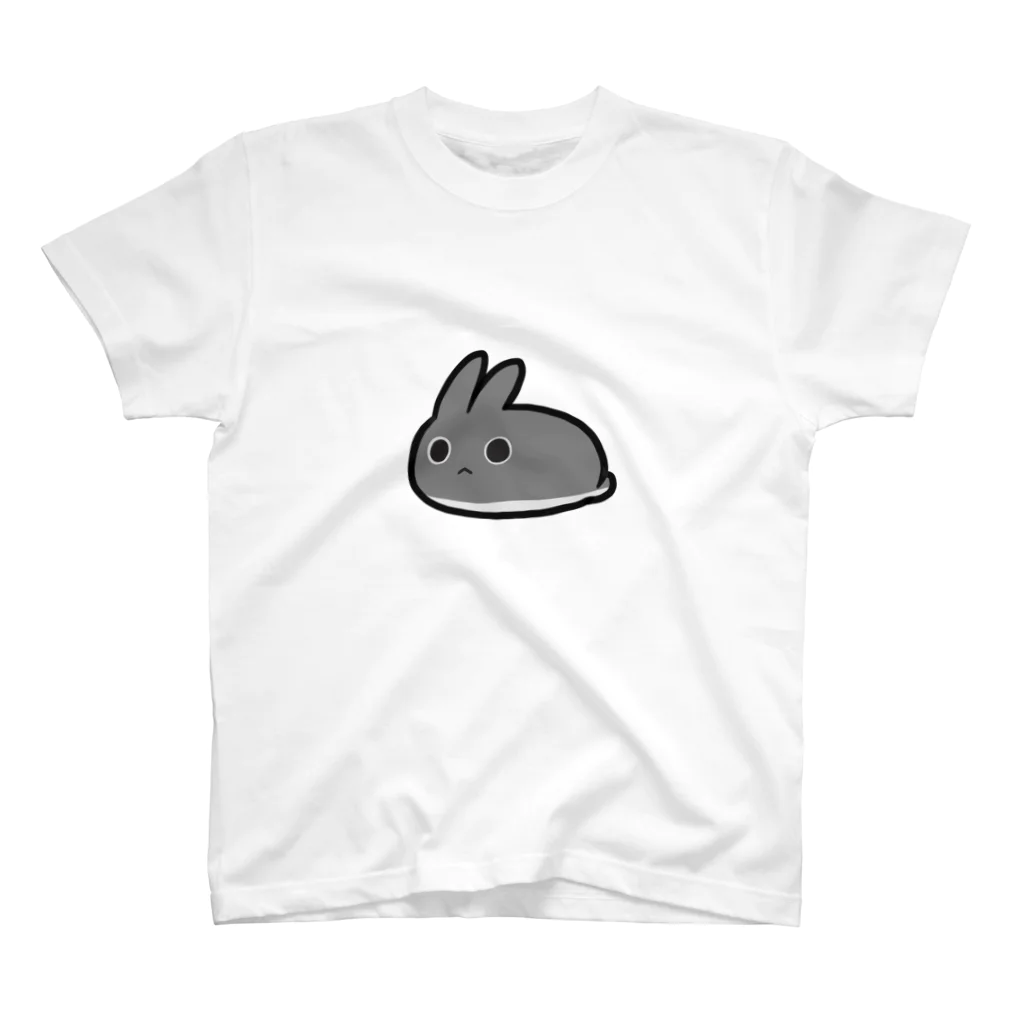 ことじのみせの黒い真顔うさぎさん(両面プリント) スタンダードTシャツ