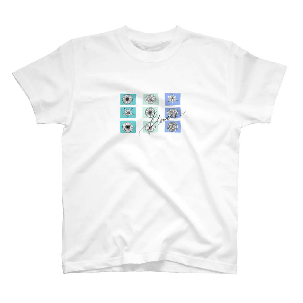 etouyukikoのflowers(blue) スタンダードTシャツ