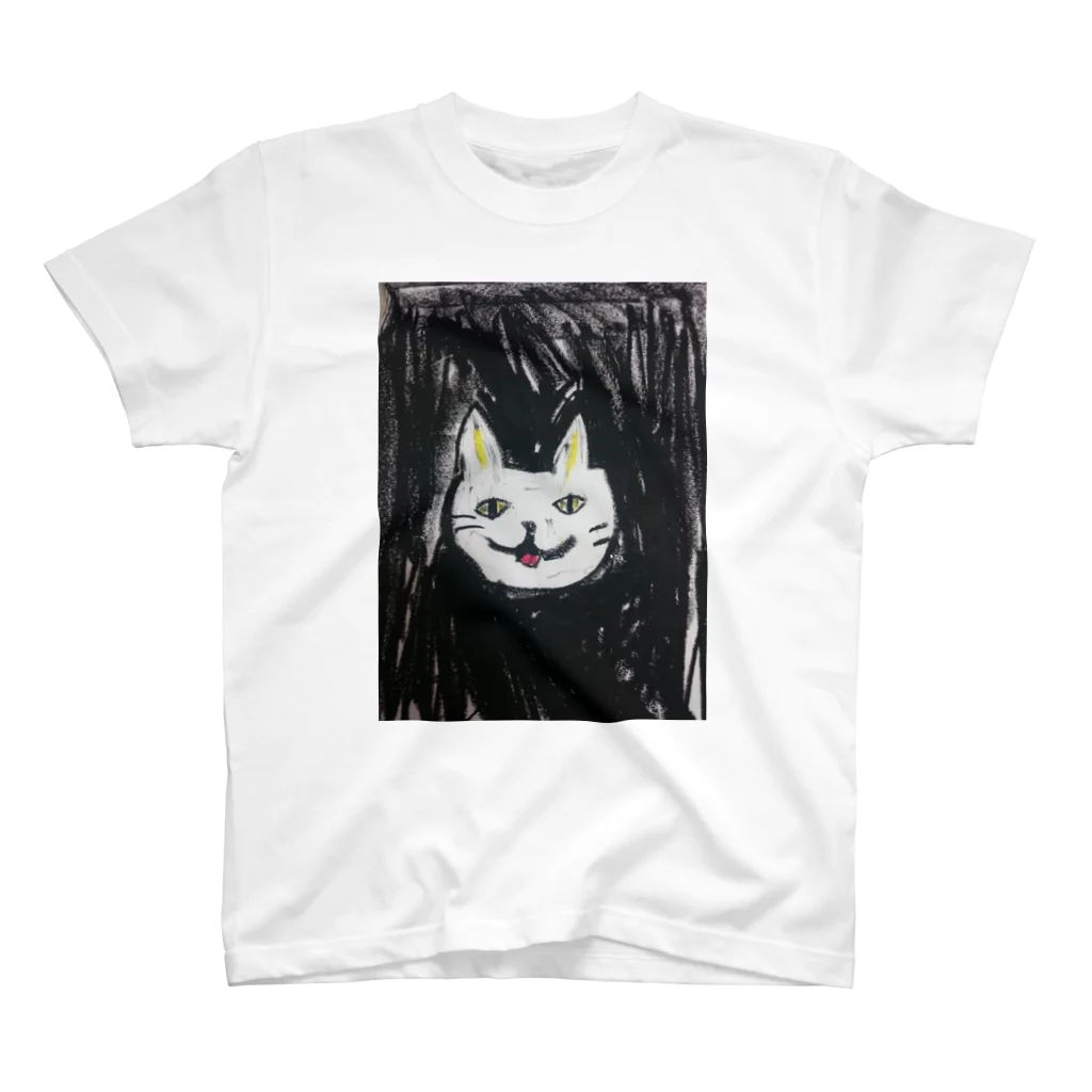 コミック&ブラックのクレヨン白猫 티셔츠
