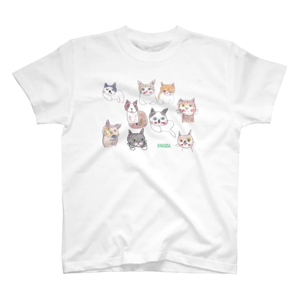 gomamoonのNAGIねこ スタンダードTシャツ