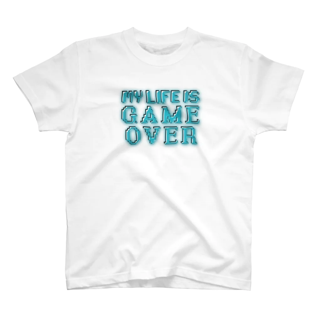 芋焼酎ロックのGAME OVER (人生終わった) ドット絵　ゲーム風　ネオン Regular Fit T-Shirt