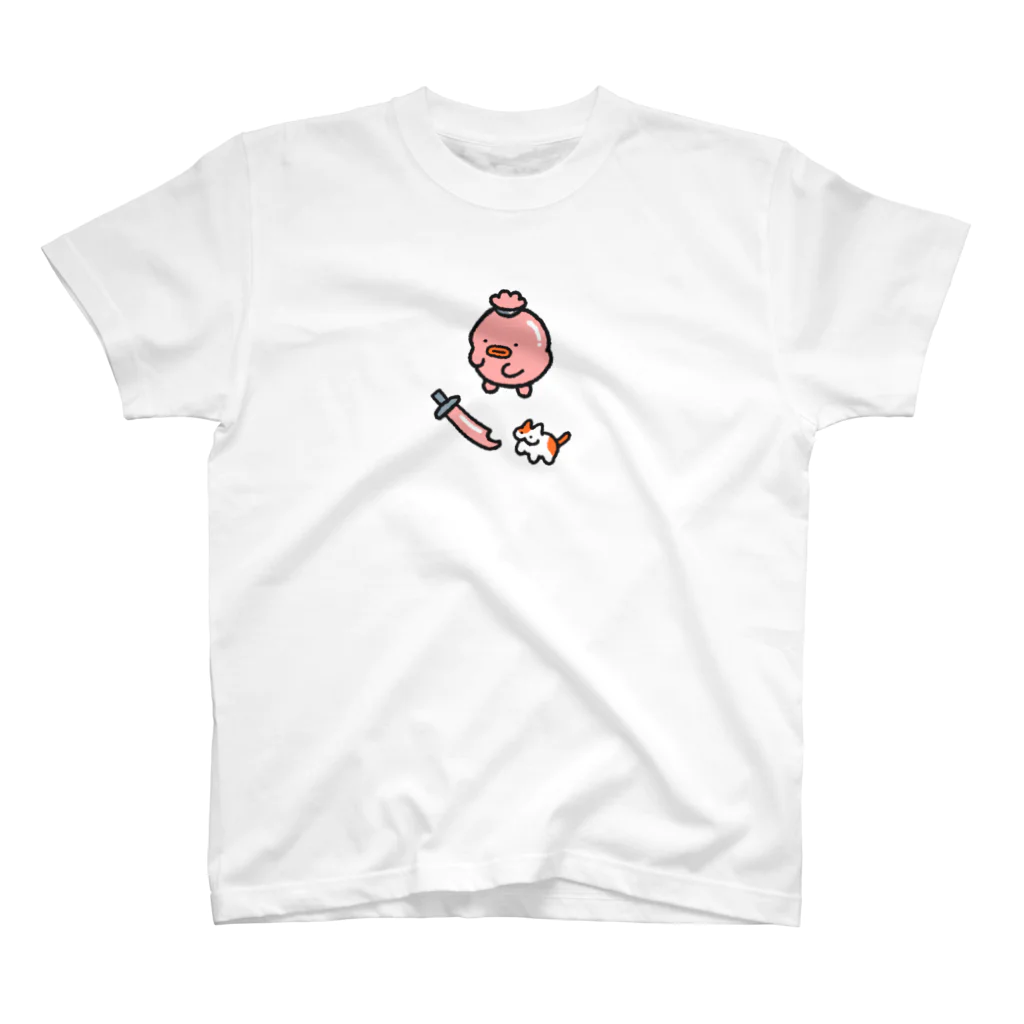 ぷりぷりうちゅうじんとぽこチャの店のぎょにくざむらい スタンダードTシャツ