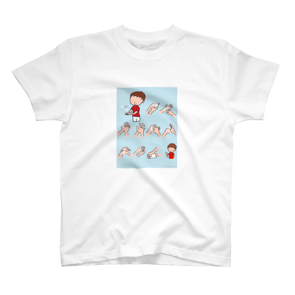 cumincuminの手を洗う赤いシャツの少年 スタンダードTシャツ