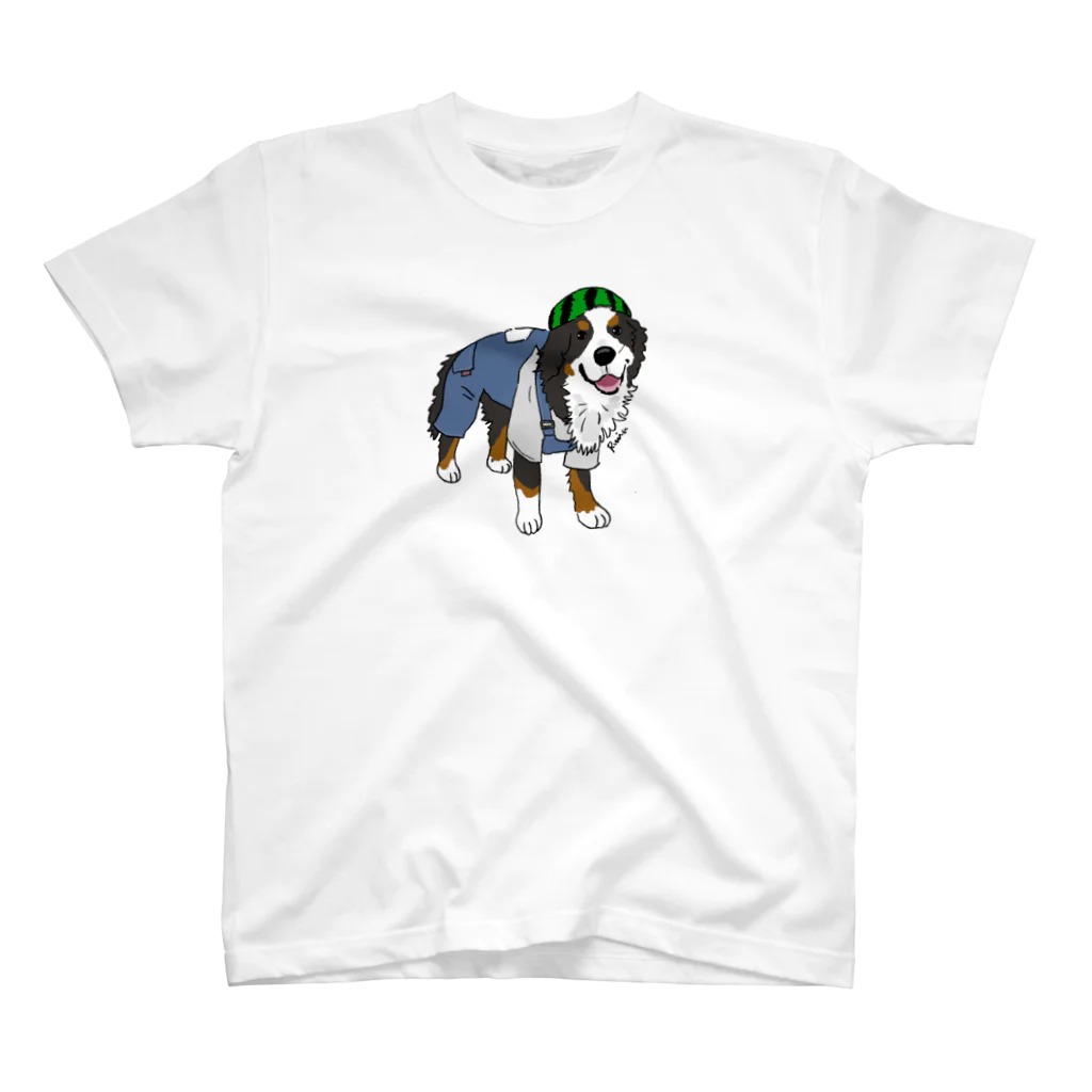 Dog Drawer Drawn by Dogのスイカはじめました Regular Fit T-Shirt