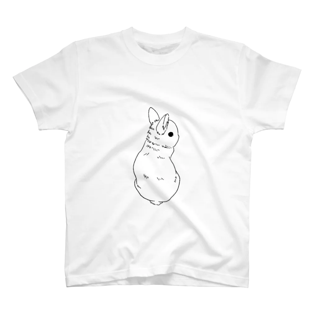 komugi-mugiのふりむきうさぎ(手書き風) スタンダードTシャツ