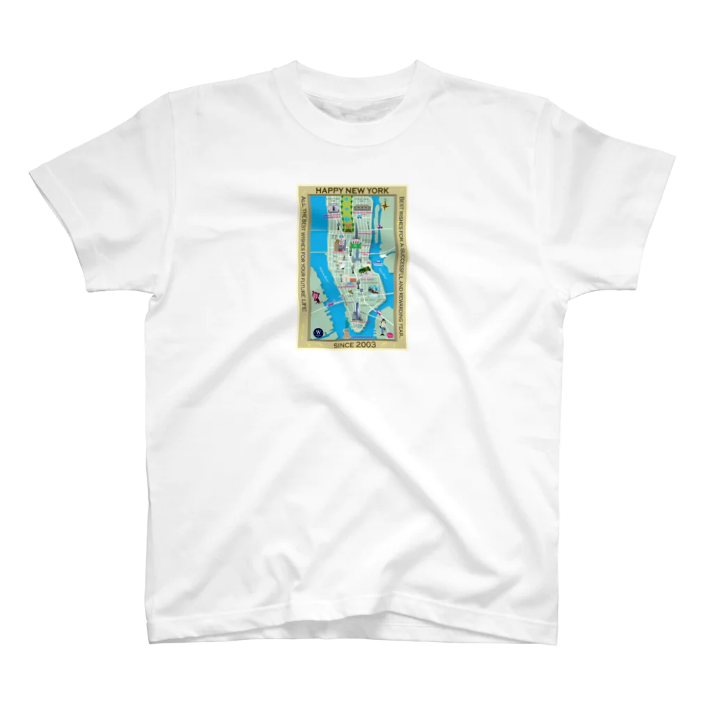 桐生龍のイラストグッズShopのHAPPY NEW YORK! Regular Fit T-Shirt