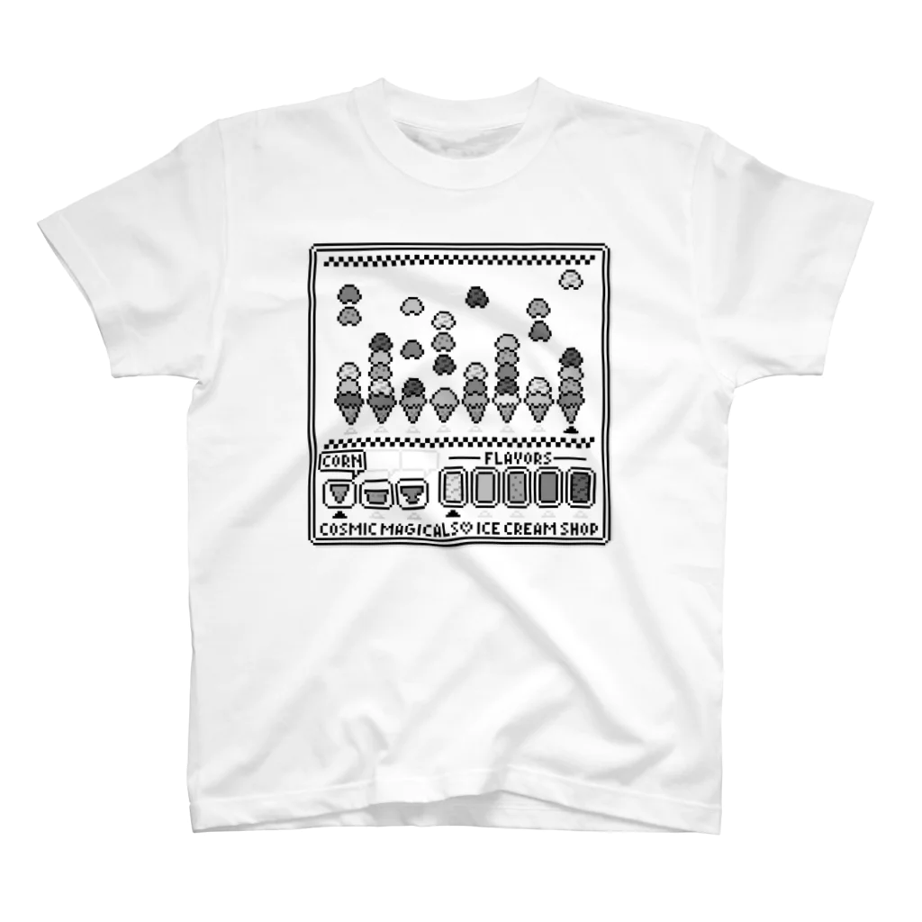 COSMICmagicalsの8bit★ice cream shop game モノクロver. スタンダードTシャツ