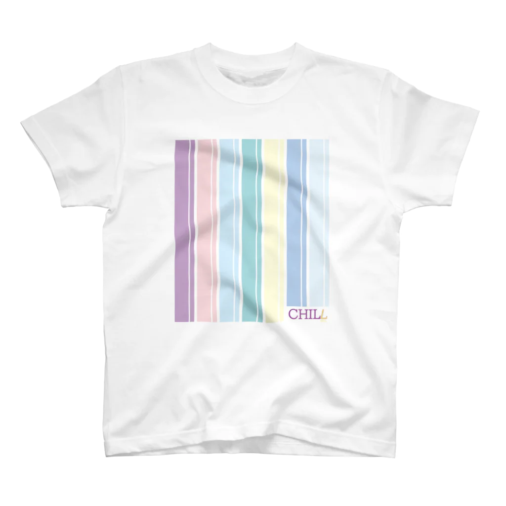 CHILL etc.の甘めのパステルストライプTシャツ Regular Fit T-Shirt