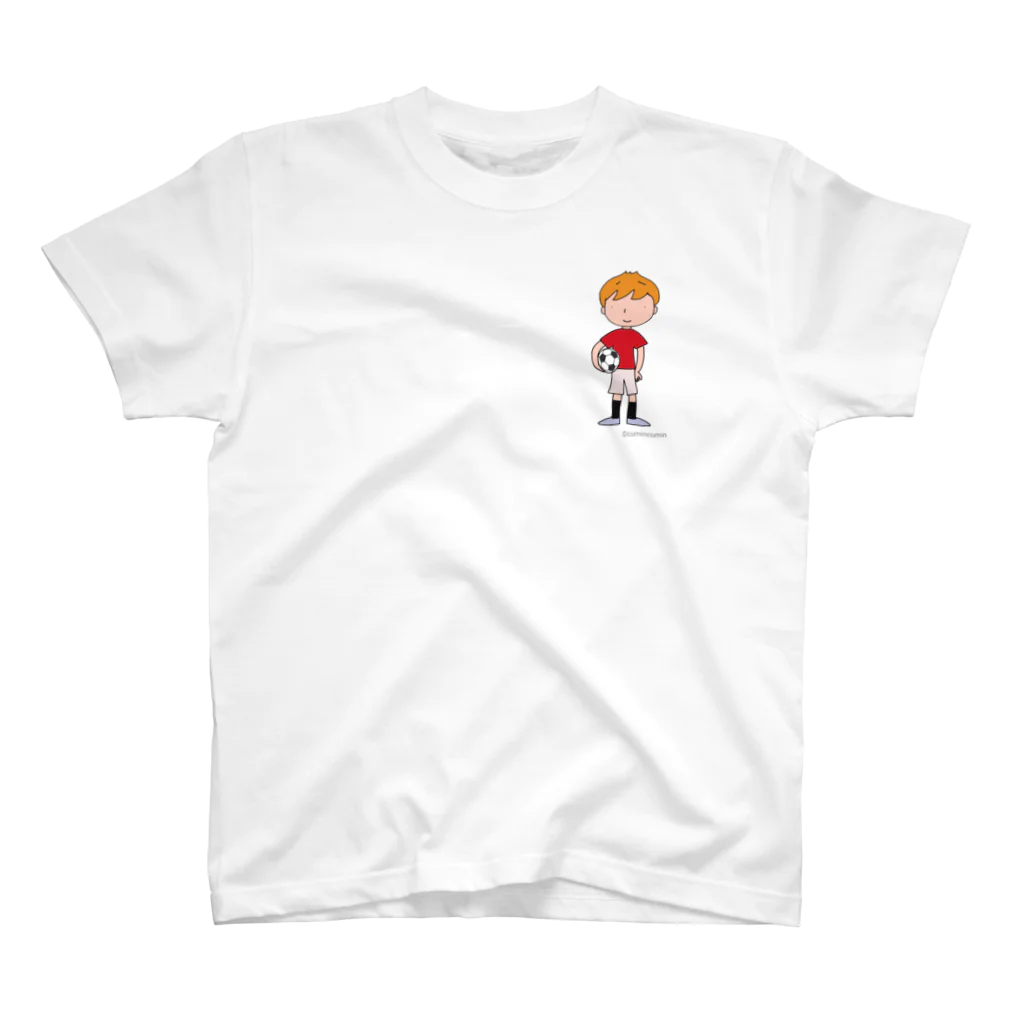 cumincuminのサッカーボールと少年(カラー2) スタンダードTシャツ