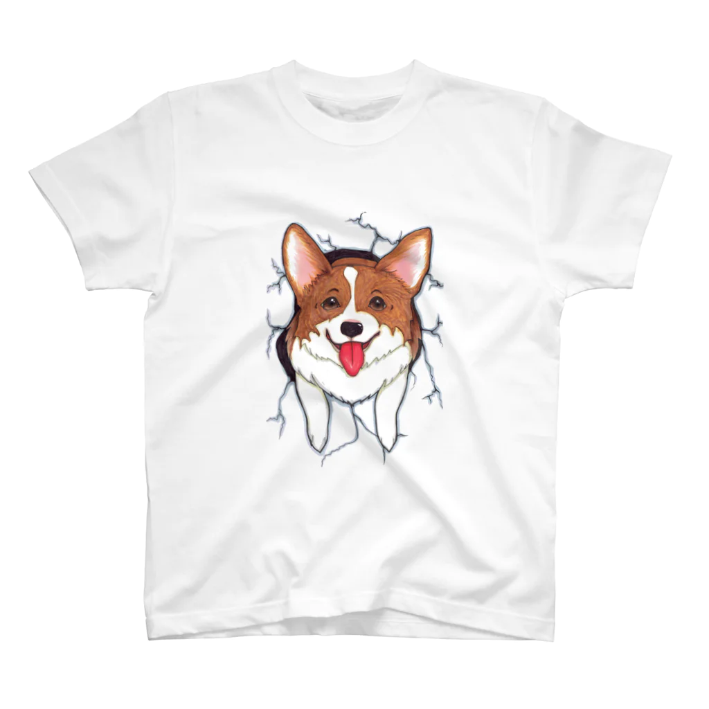 HANA’s NOSE CLIMBINGのCorgi_hana_T01 Regular Fit T-Shirt