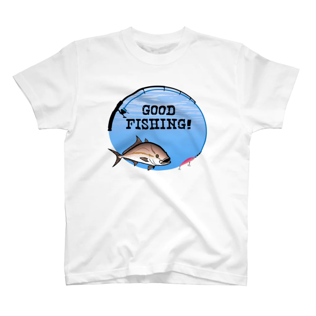 猫と釣り人のカンパチ_1_C Regular Fit T-Shirt