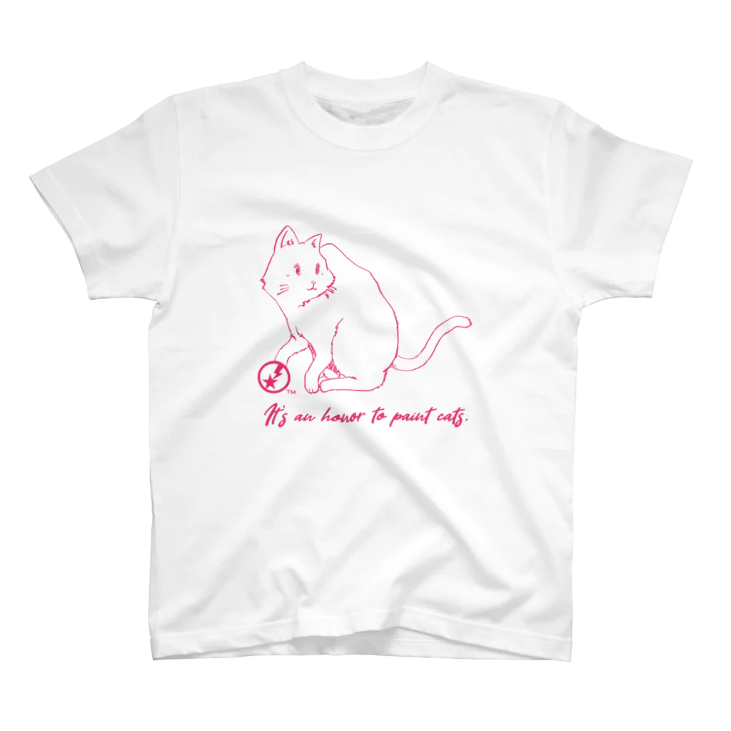 AMKWorksのさらり画（名言イラストT（猫 ピンク）） スタンダードTシャツ