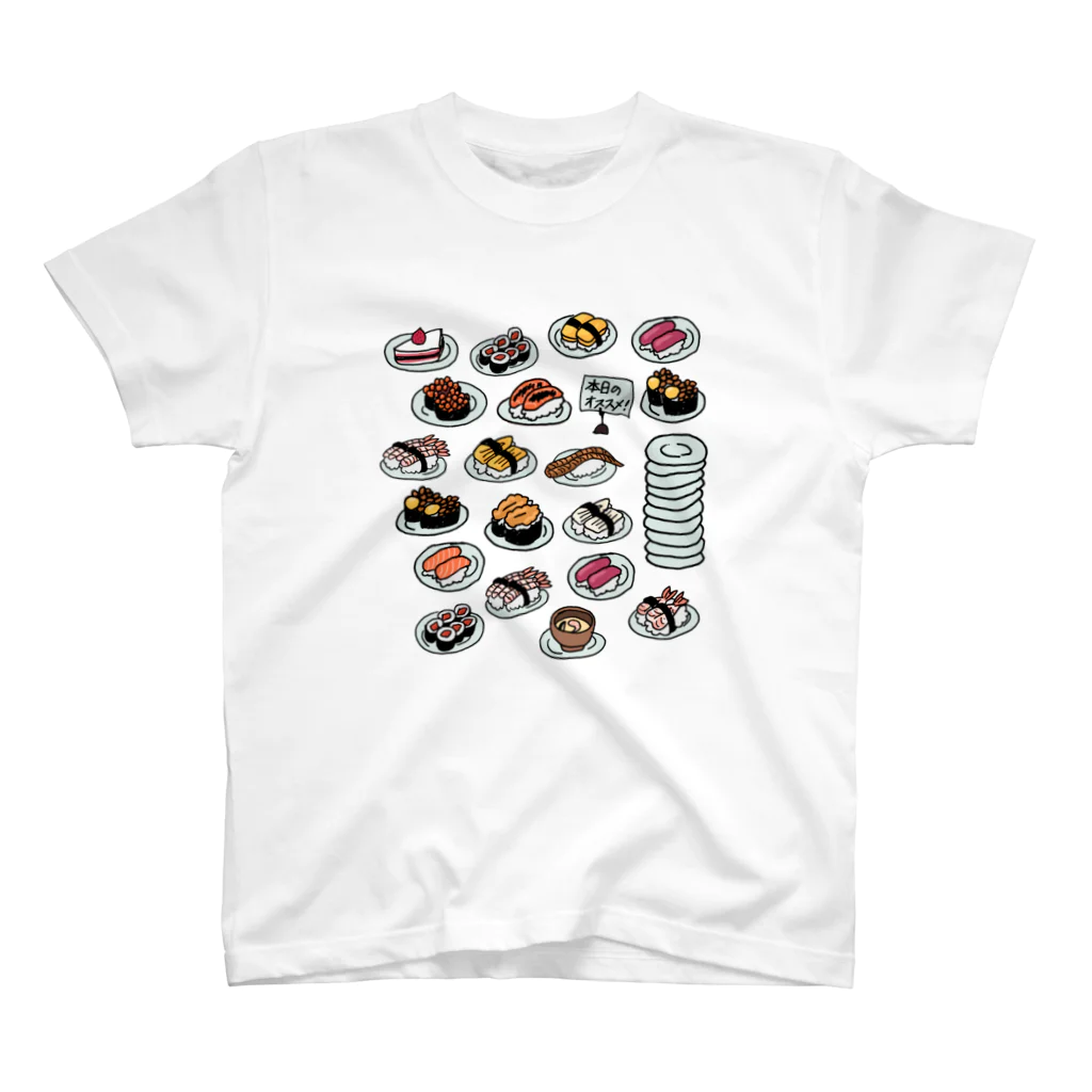 のぐちさきの前面:お寿司がいっぱい🍣（レベル：小） Regular Fit T-Shirt