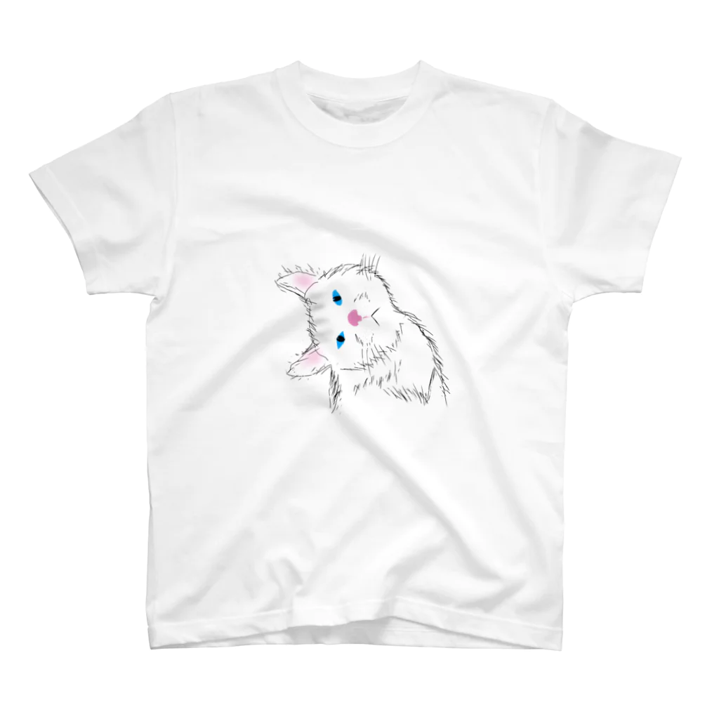 小鳥と映画館の小首をかしげる可愛いネコ Regular Fit T-Shirt