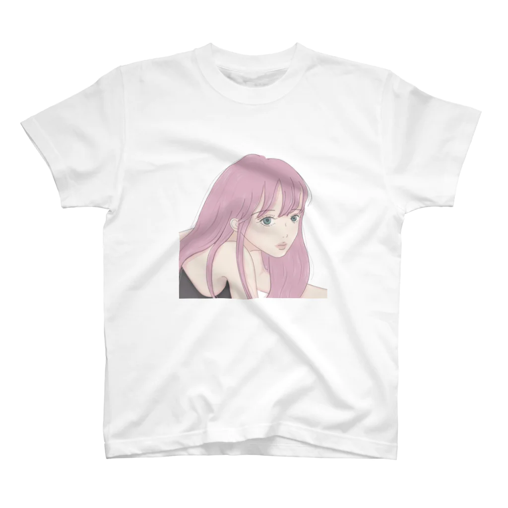 m i n a n oの夏休みの女の子　背景白 スタンダードTシャツ