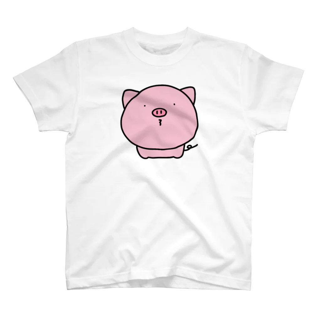 のんびりのこショップのピンクの豚さん スタンダードTシャツ