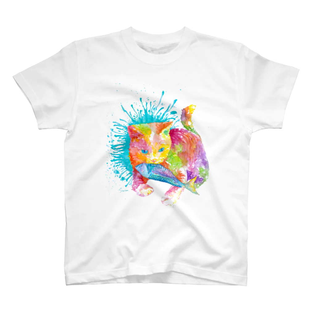 sartan_arcのネコ_cat.2_watercolor Regular Fit T-Shirt