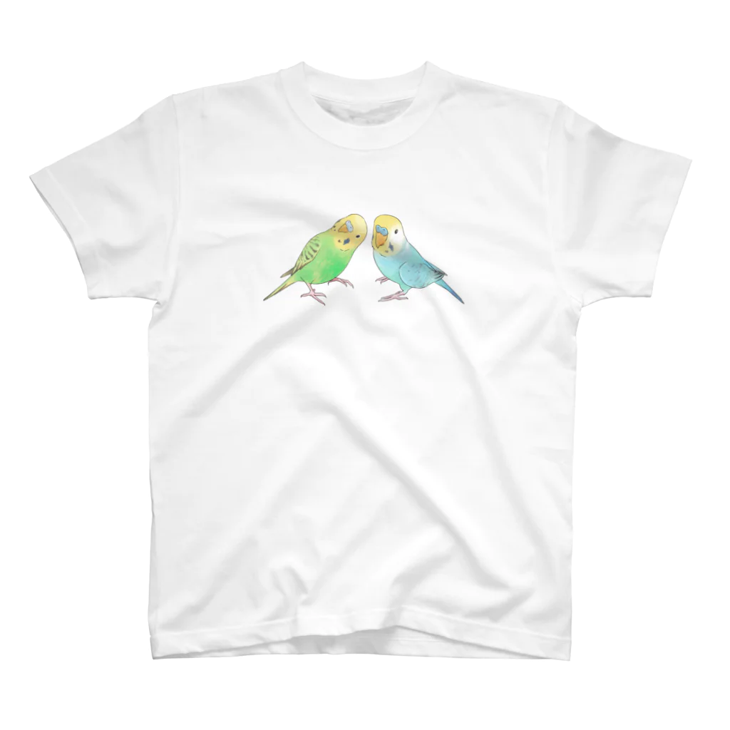 まめるりはことりのセキセイインコ　ちょこんとせきせいんこーず【まめるりはことり】 スタンダードTシャツ