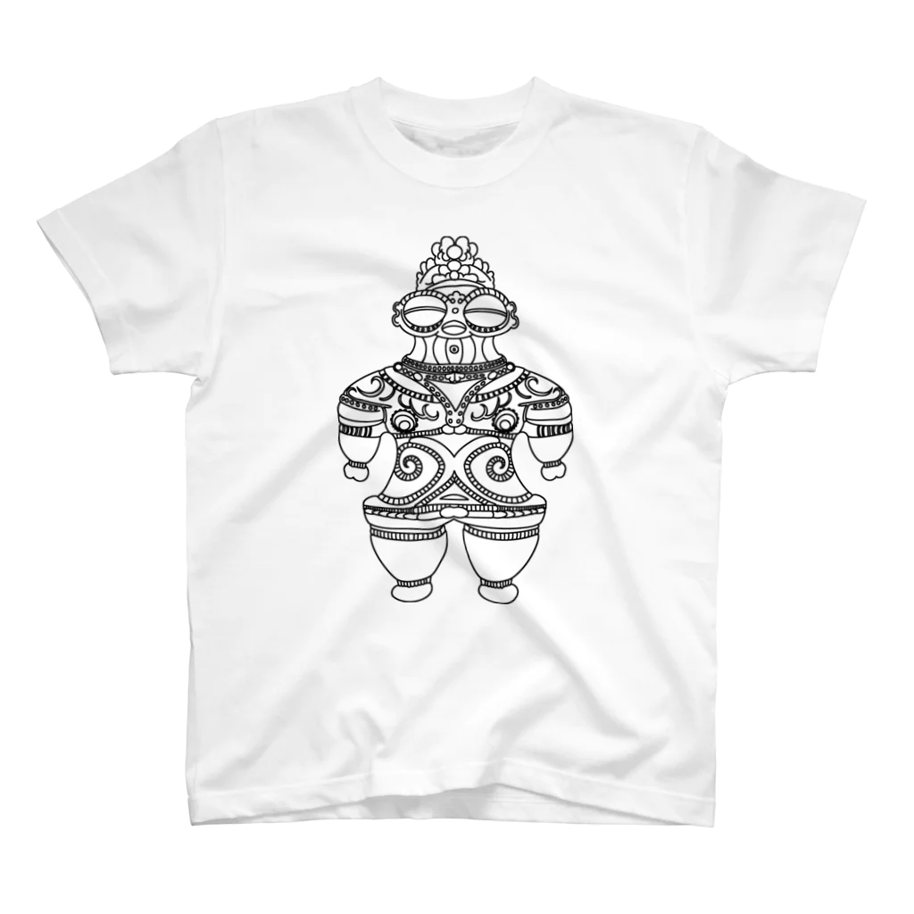 神話の旅人の遮光器土偶　黒 （前姿と後姿）  Regular Fit T-Shirt