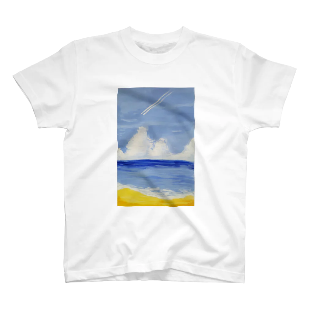 TMCNの砂浜と飛行機雲 スタンダードTシャツ