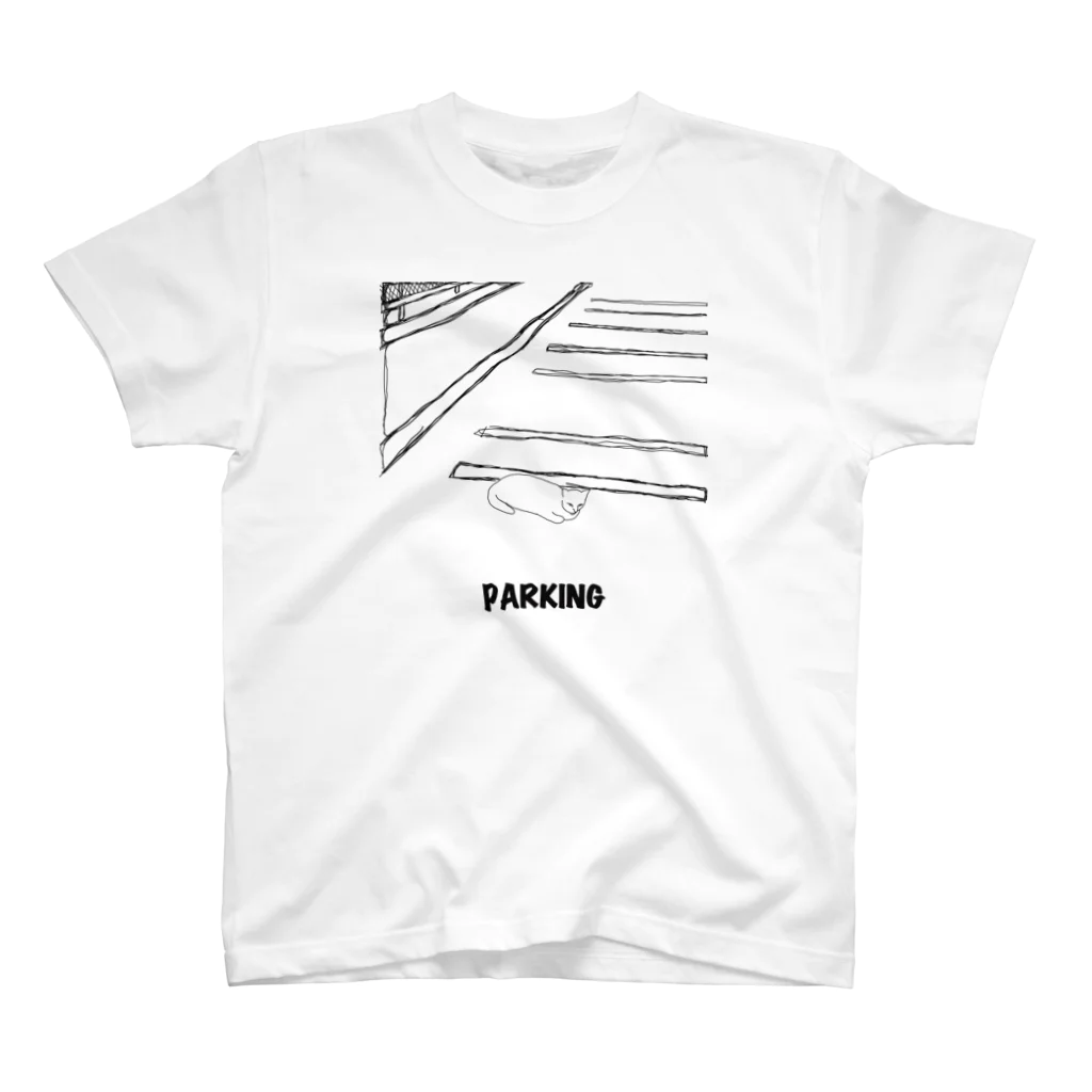 らっきーさんのちゃんとネコ2 PARKING Regular Fit T-Shirt