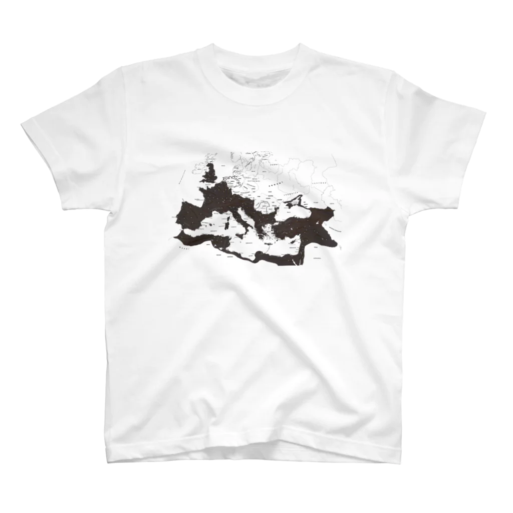 Kubaaniのローマ帝国地図（茶塗り） スタンダードTシャツ