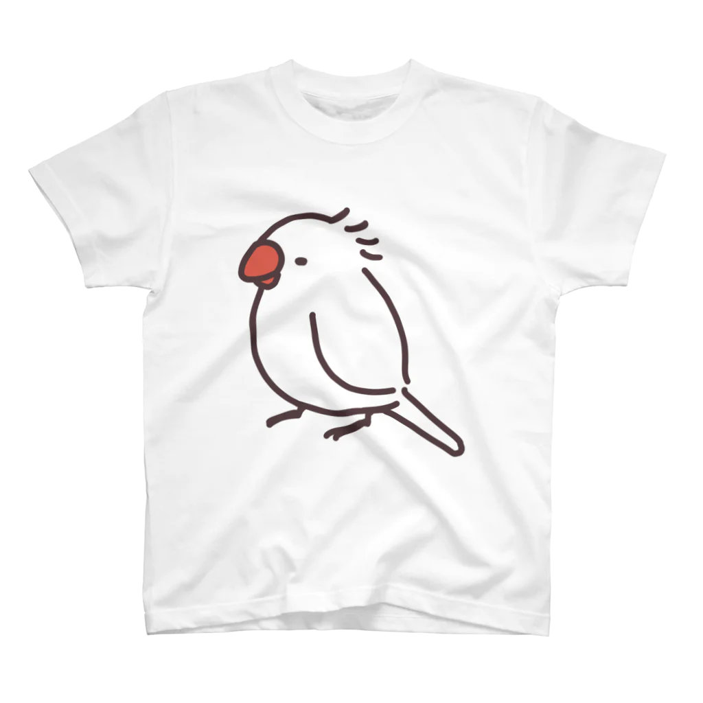 へんてこな文鳥さんのお店のアホ毛がひどい文鳥(白) スタンダードTシャツ