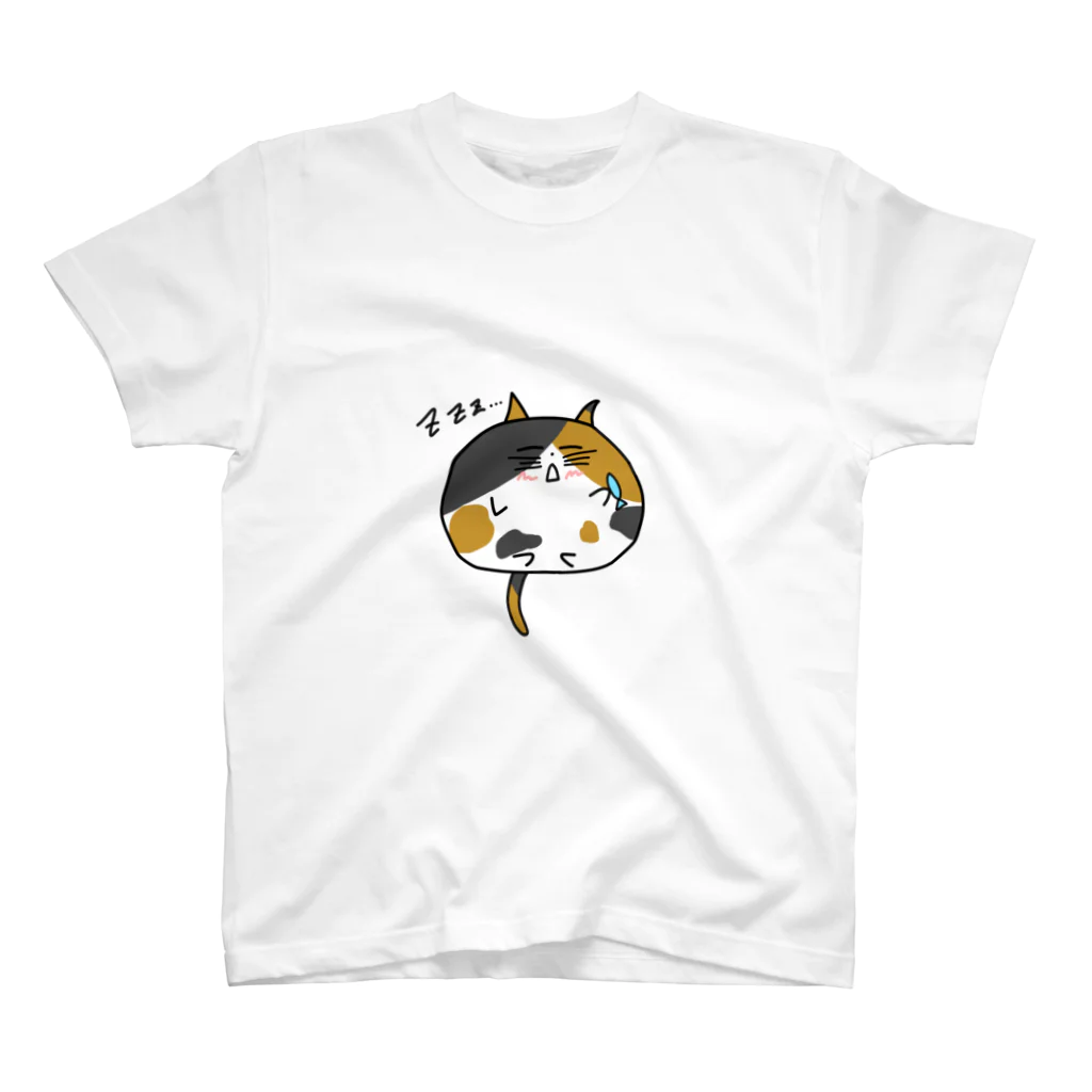 W@ntDesignのすやすやしあわせなねこちゃん 黒茶 スタンダードTシャツ