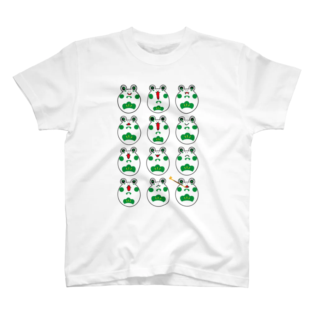 kamoto workaholicの和カエルgreen スタンダードTシャツ