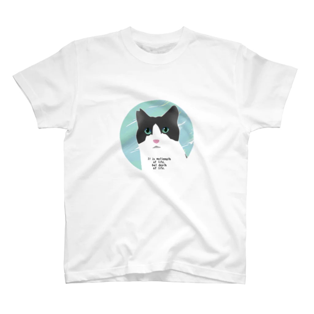 ひげ猫マリオのハチワレ猫山さん2 スタンダードTシャツ