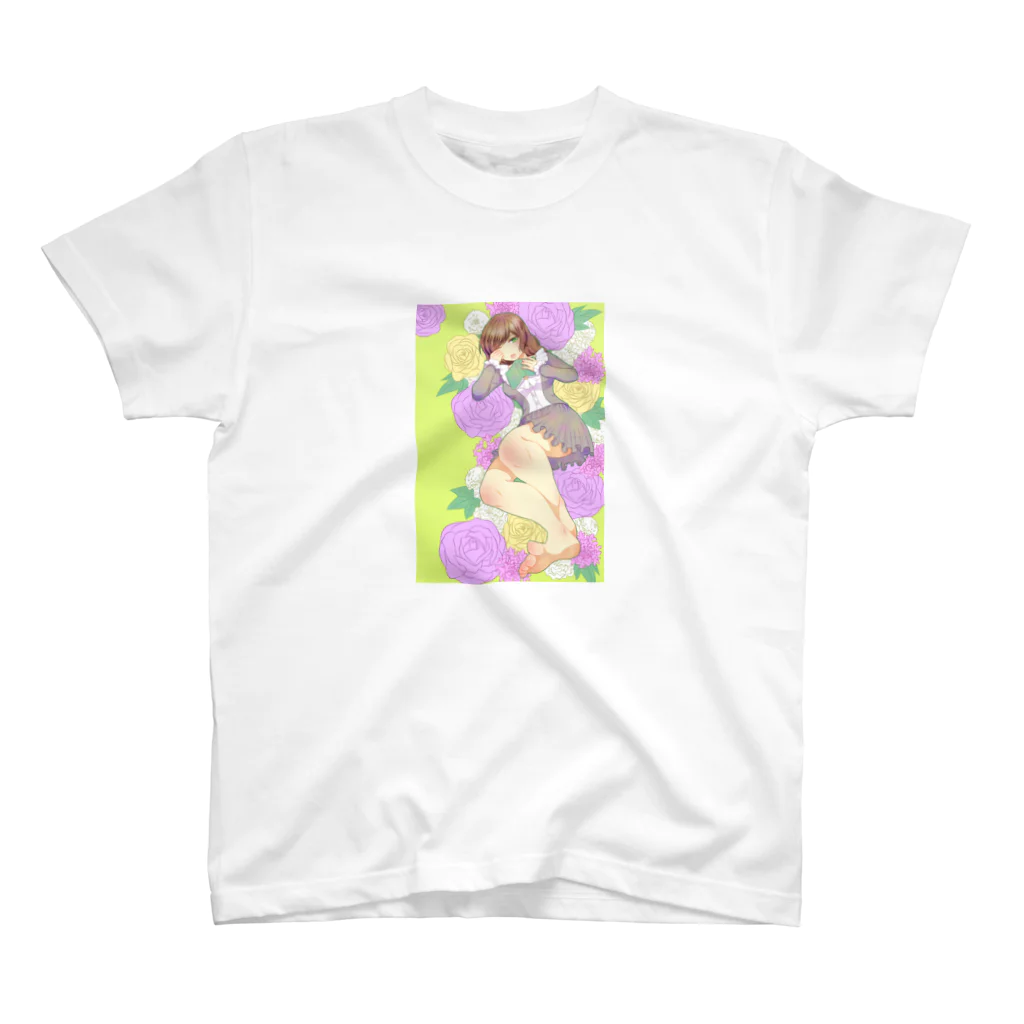 花信風のお店の紫の花と女の子 スタンダードTシャツ