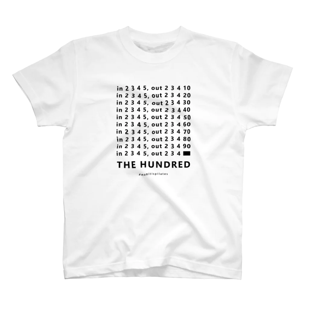 #mamitispilatesの#mamitispilates「THE HUNDRED」文字ブラック スタンダードTシャツ