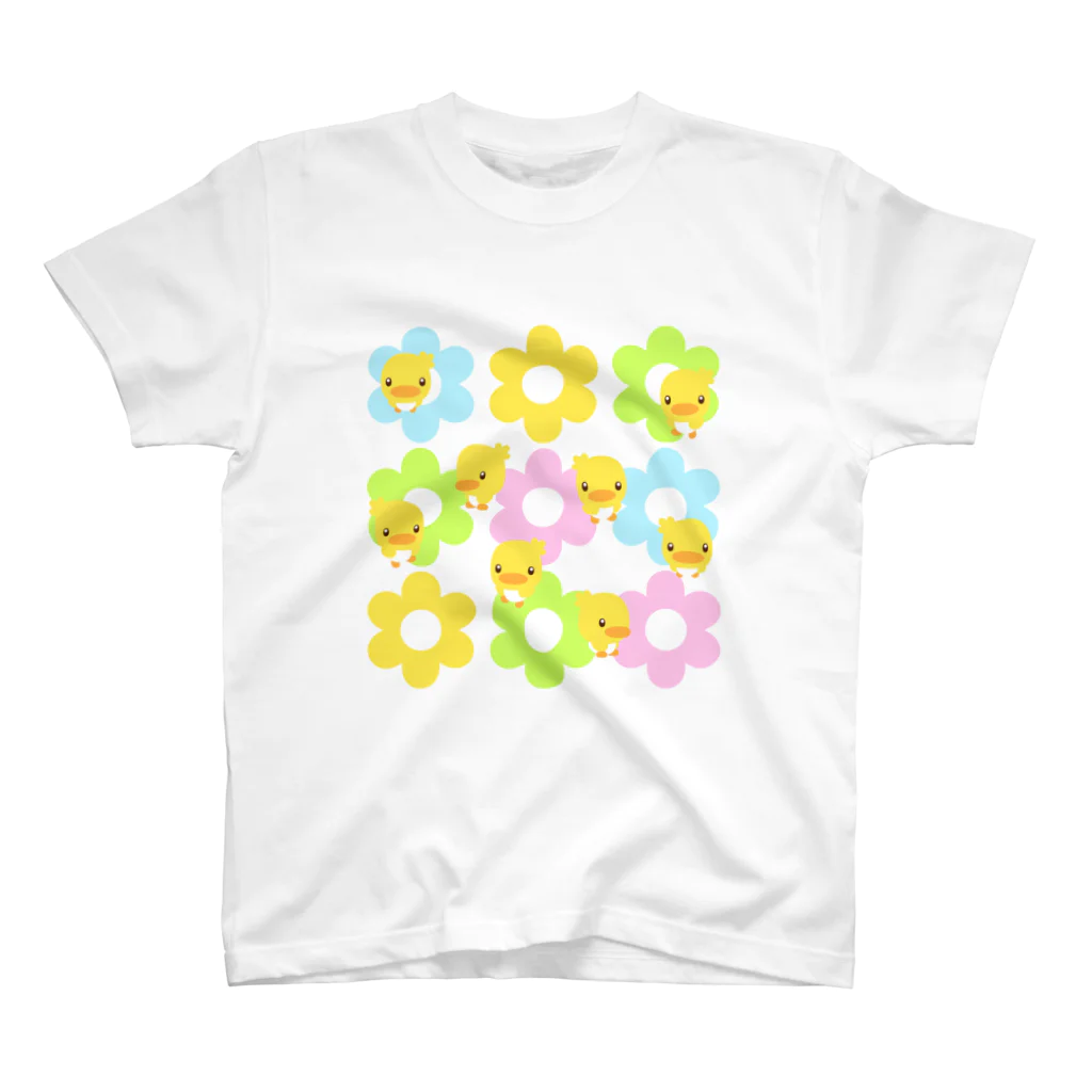 akimalの花とヒヨコ Regular Fit T-Shirt