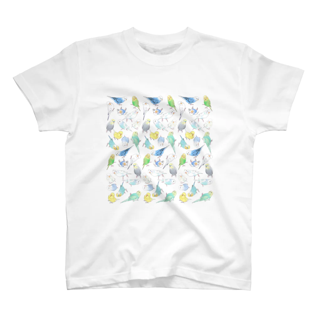 まめるりはことりのたくさんセキセイインコちゃん【まめるりはことり】 スタンダードTシャツ