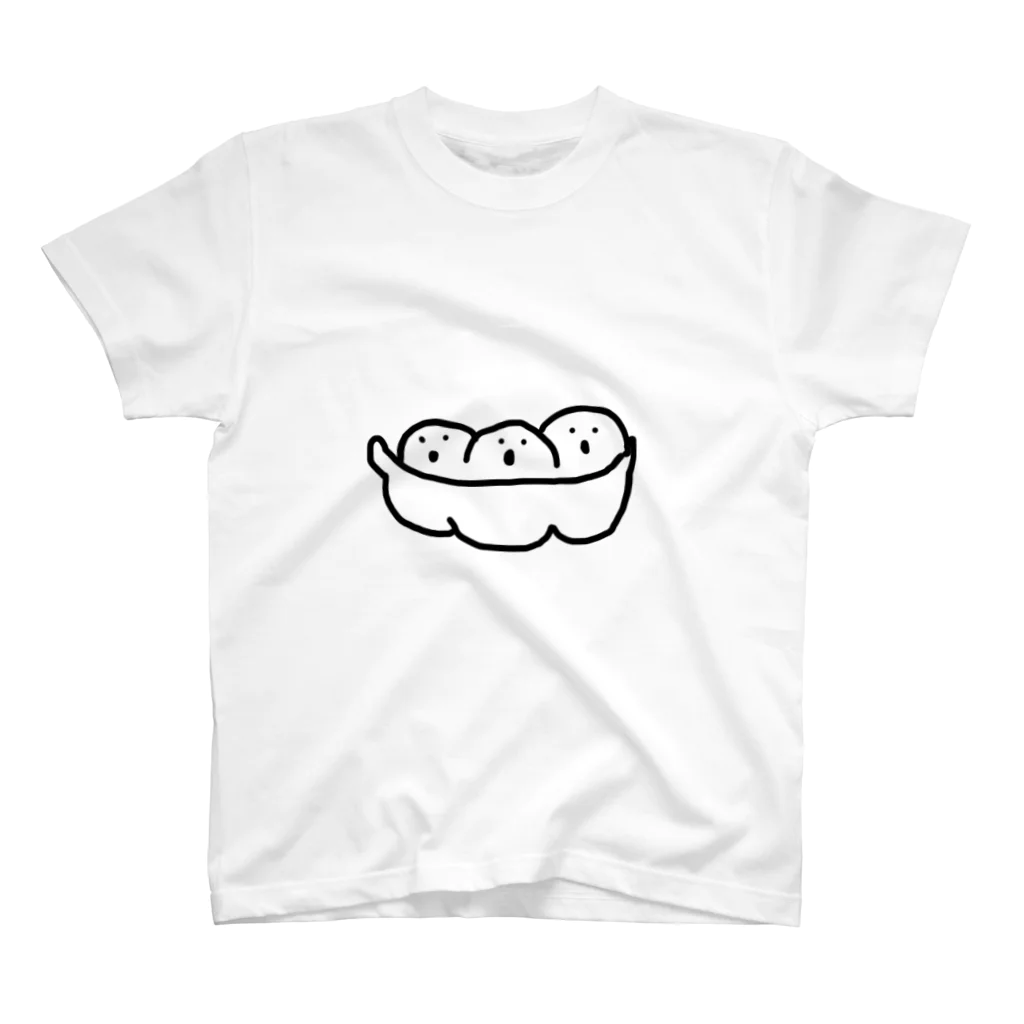 がぶこのゆるいキャラクターズのラフな枝豆三兄弟 티셔츠