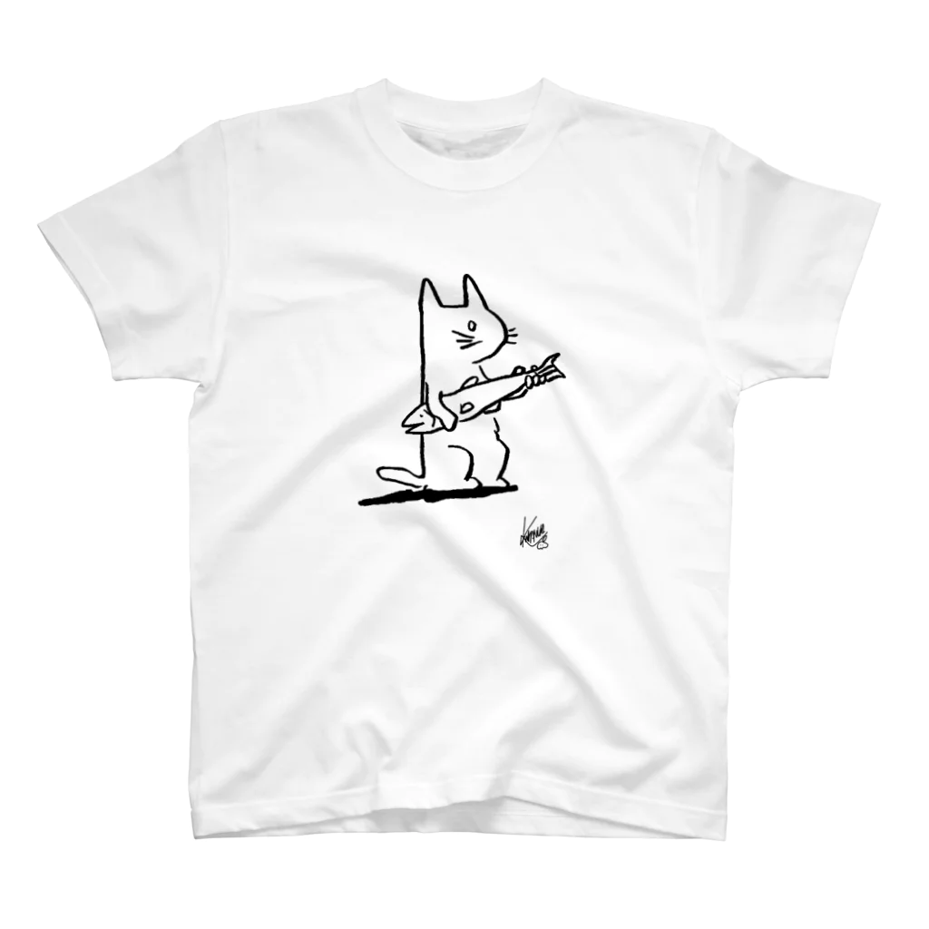 わたぬき けいのミュージシャンねこ スタンダードTシャツ