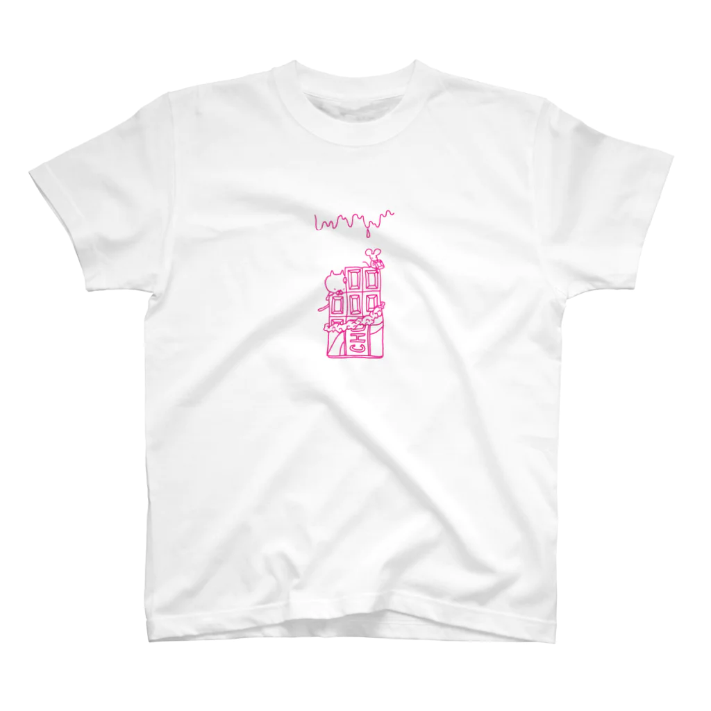 エリアシ刈り上げタイショップの巨大チョコレート　ピンク スタンダードTシャツ