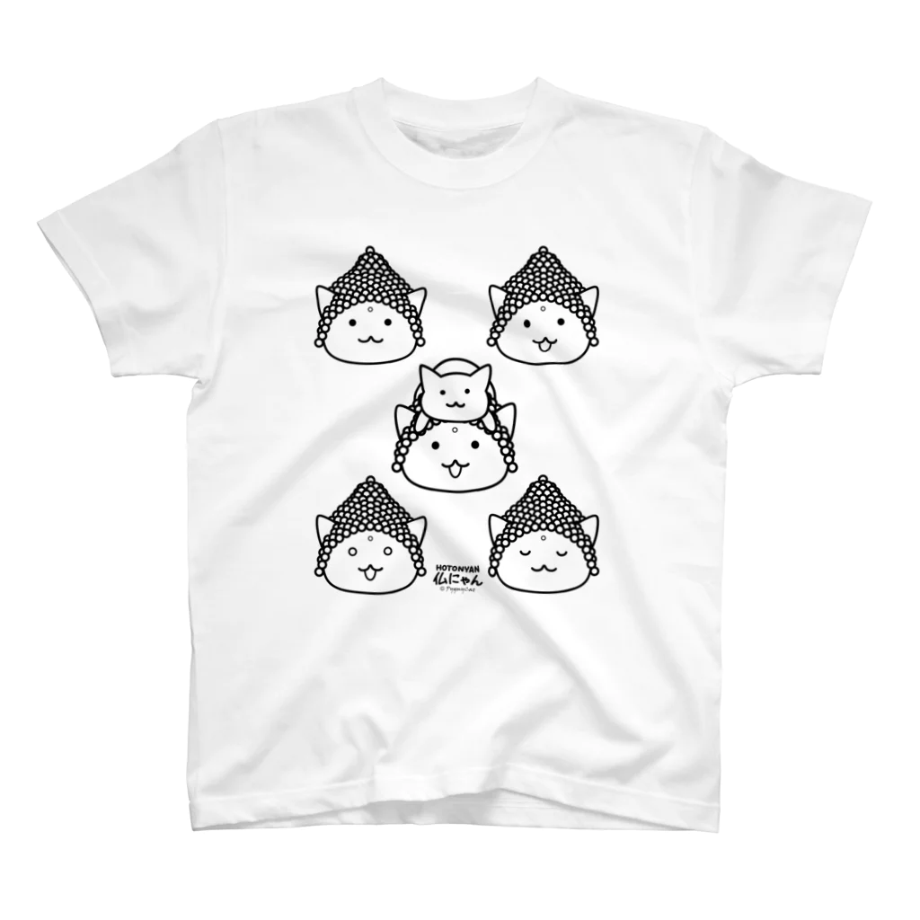 PygmyCat　suzuri店の仏にゃんｓ（黒線） Regular Fit T-Shirt