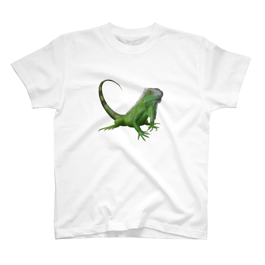 Funny Reptile Artのグリーンイグアナ スタンダードTシャツ