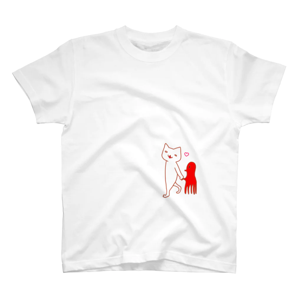 からすみインコ🦜のあいさつしろねこ(unique face) スタンダードTシャツ