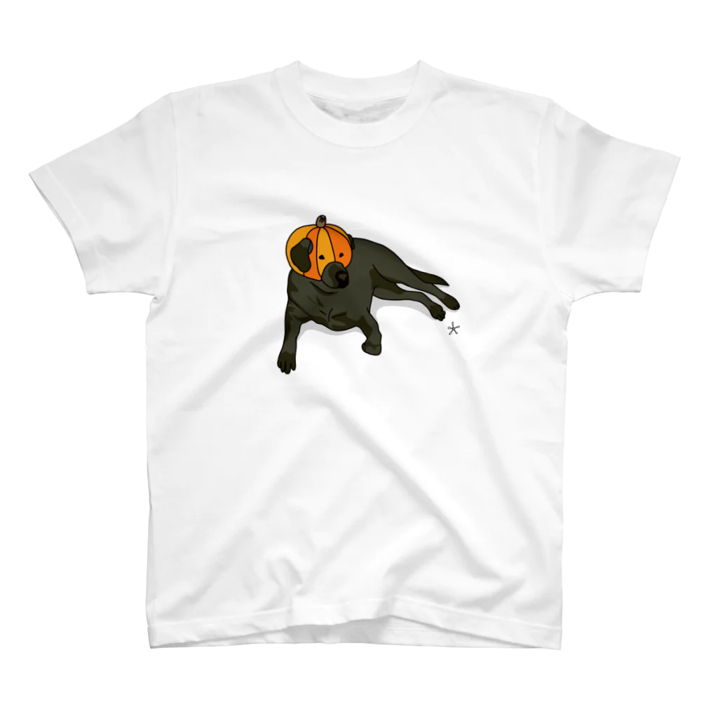 ベクターシェルフのカボチャを被る犬 Regular Fit T-Shirt