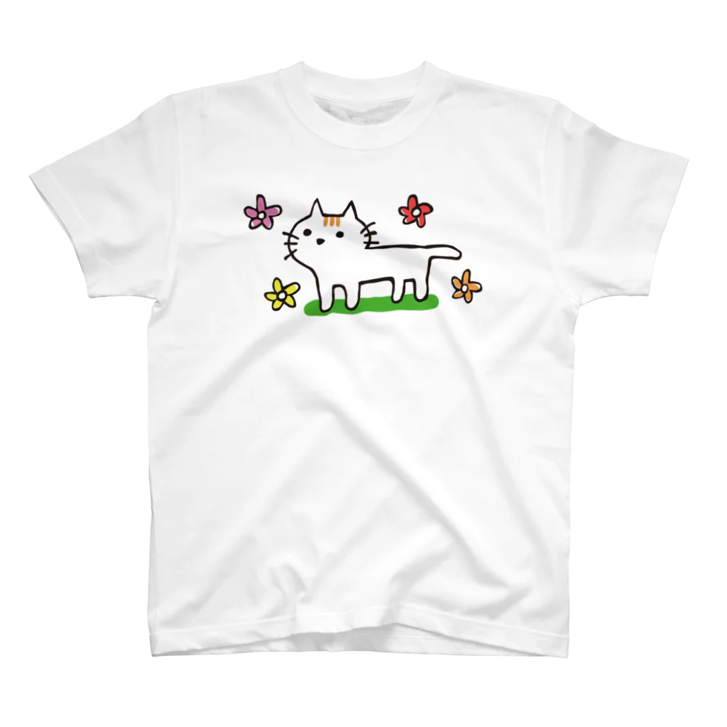 KAZU-Eの花とネコちゃん スタンダードTシャツ