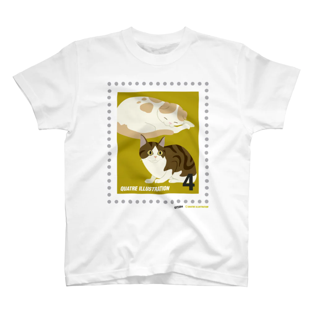 Quatre Illustrationのキャトル切手_猫01 スタンダードTシャツ