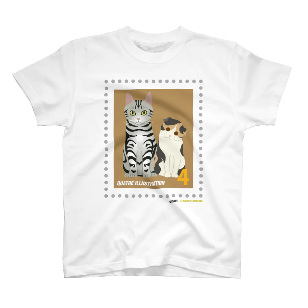 Quatre Illustrationのキャトル切手_猫02 Regular Fit T-Shirt