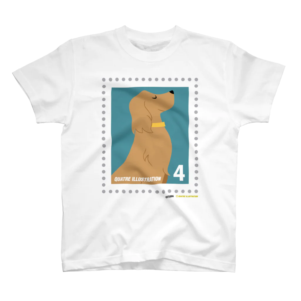 Quatre Illustrationのキャトル切手_犬01 Regular Fit T-Shirt