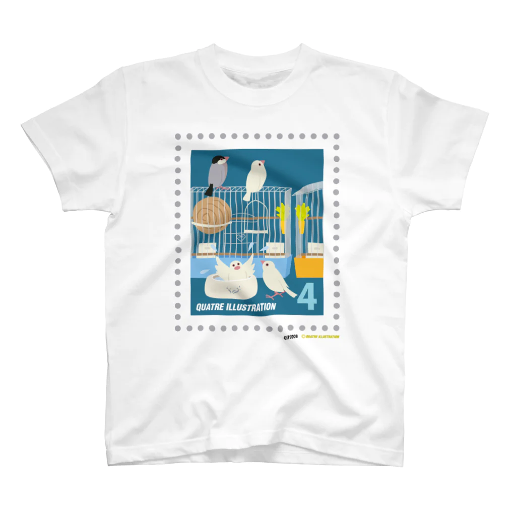 Quatre Illustrationのキャトル切手_文鳥01 Regular Fit T-Shirt