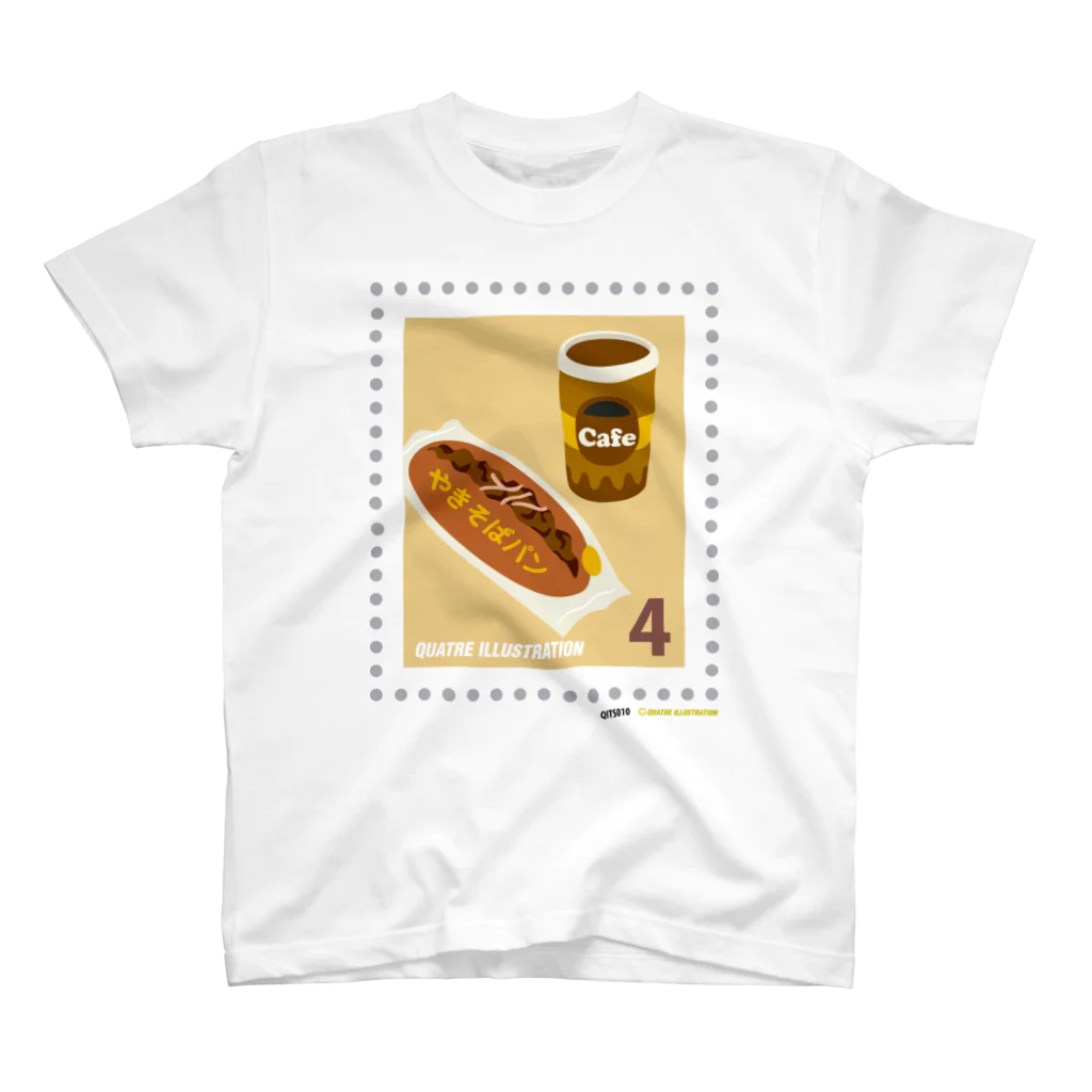 Quatre Illustrationのキャトル切手_やきそばパン スタンダードTシャツ