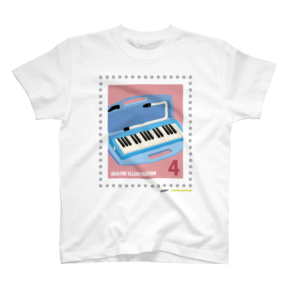 Quatre Illustrationのキャトル切手_鍵盤ハーモニカ Regular Fit T-Shirt